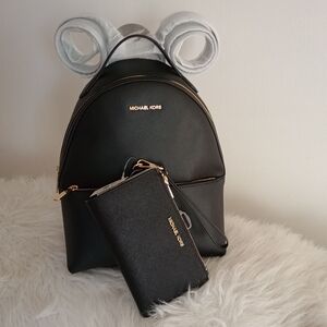 NWT Michael Kors Black Backpack and Wallet Set